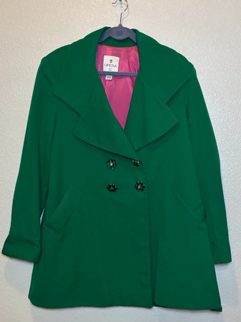 Opera Women's Emerald Double-Breasted Pea Coat